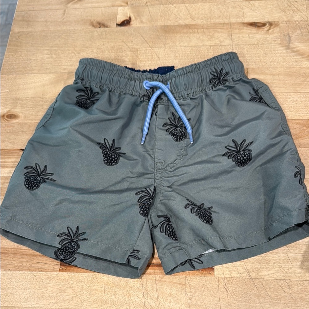 Cotton On Gray and Black Swim Trunks with Elastic Waistband